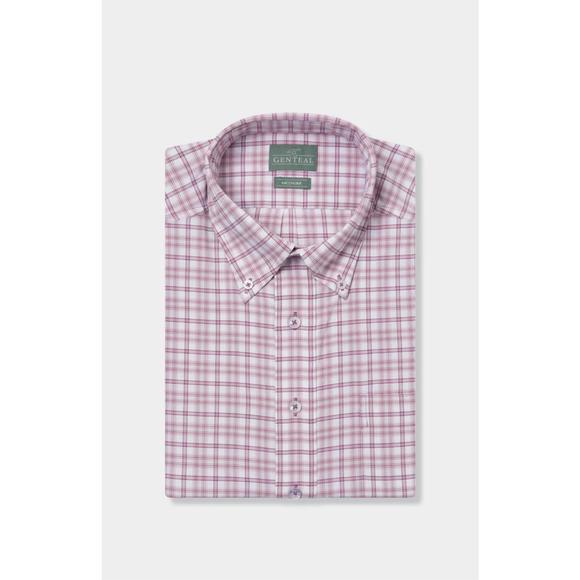 NEW GENTEAL men's brookline softouch performance sport shirt in pomegranate - Picture 1 of 1